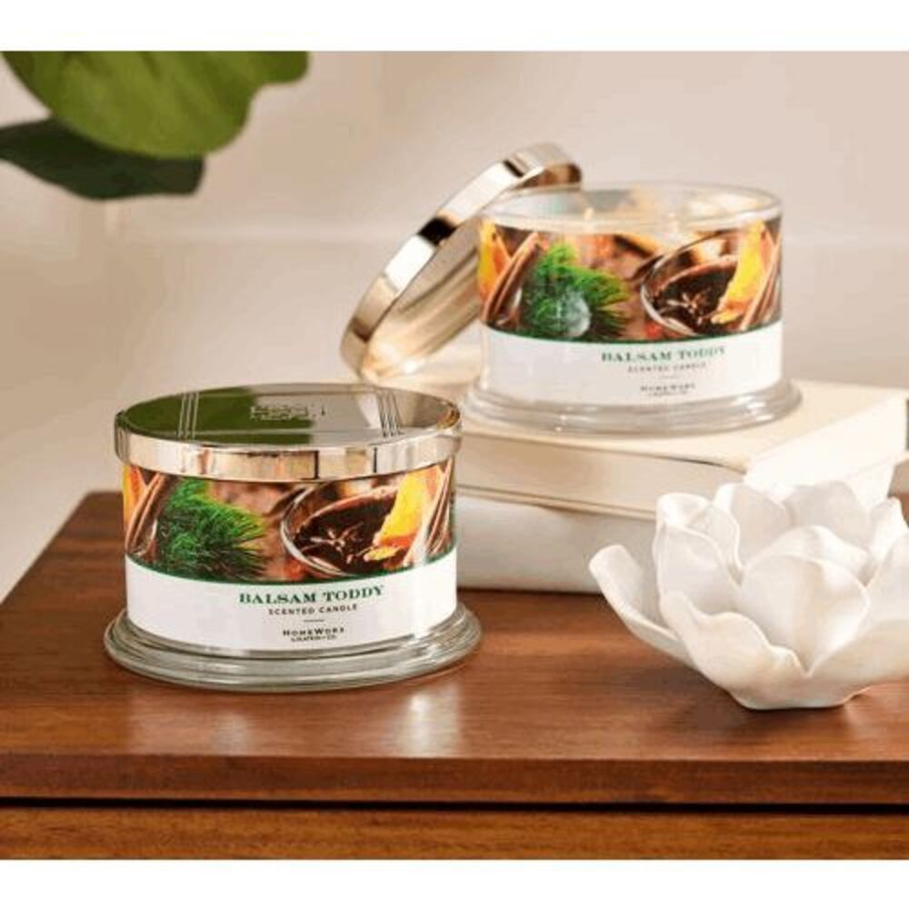 HomeWorx by Slatkin & Co.  Balsam Toddy Candle 18 Ounce 4 Wick‎ New